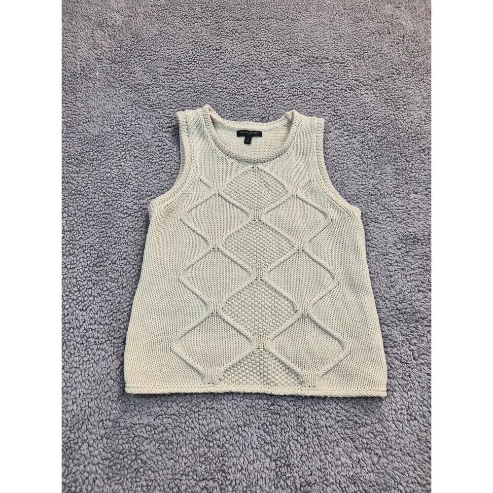 Banana Republic Sweater Vest Women's S Off White Cable-Knit Sleeveless (0646)